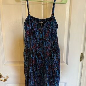 Express Women's Vibrant Blue and Purple Midi Dress